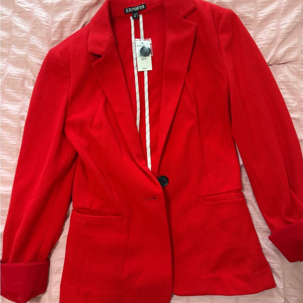 Express Women's Red Single-Button Blazer